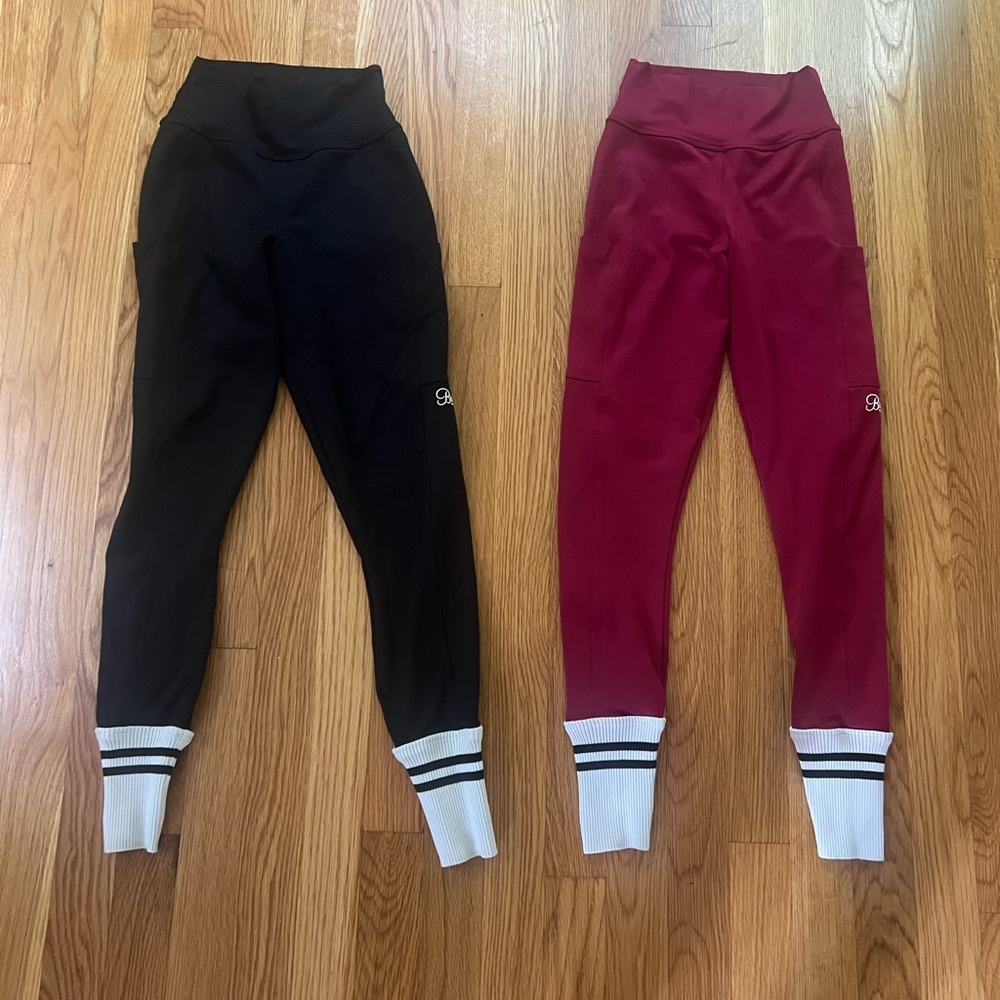 Bombshell SportswearLeggings in Black and Burgundy-XS